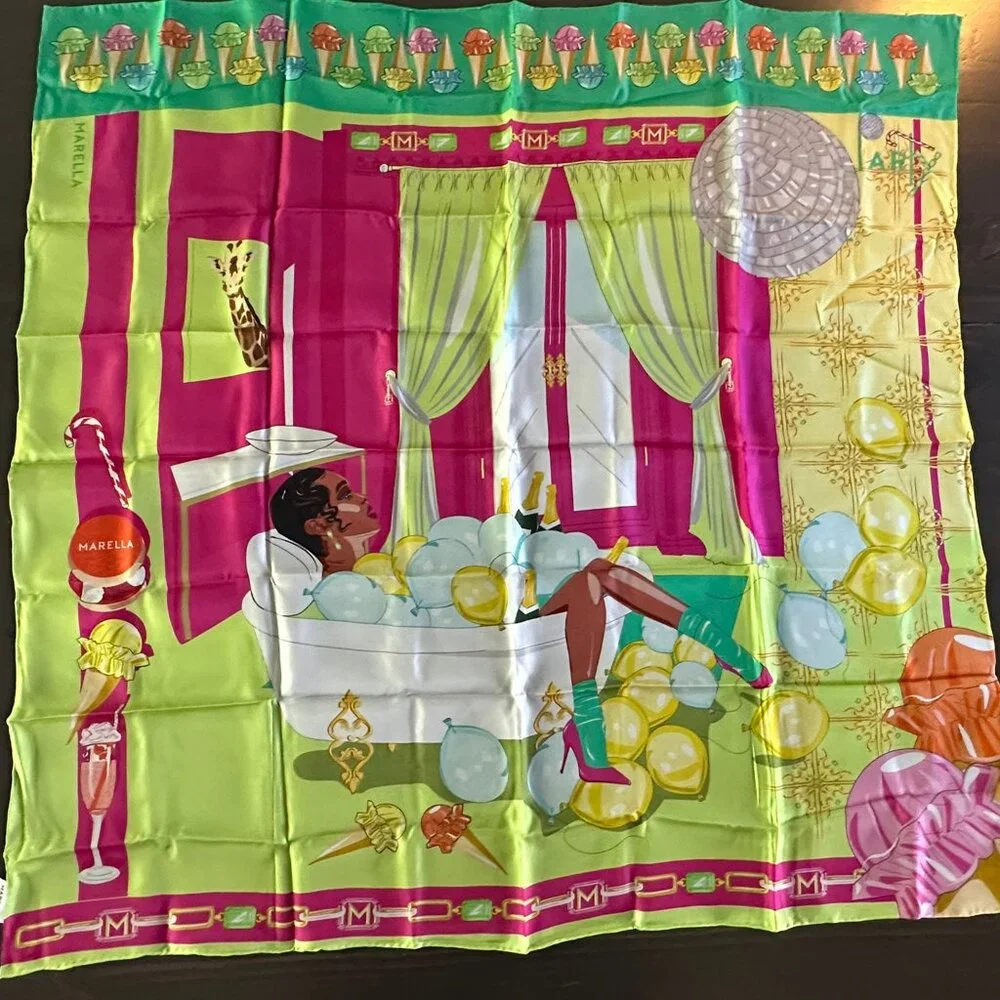 🧣 Marella 100% Mulberry Silk Scarf 🎈